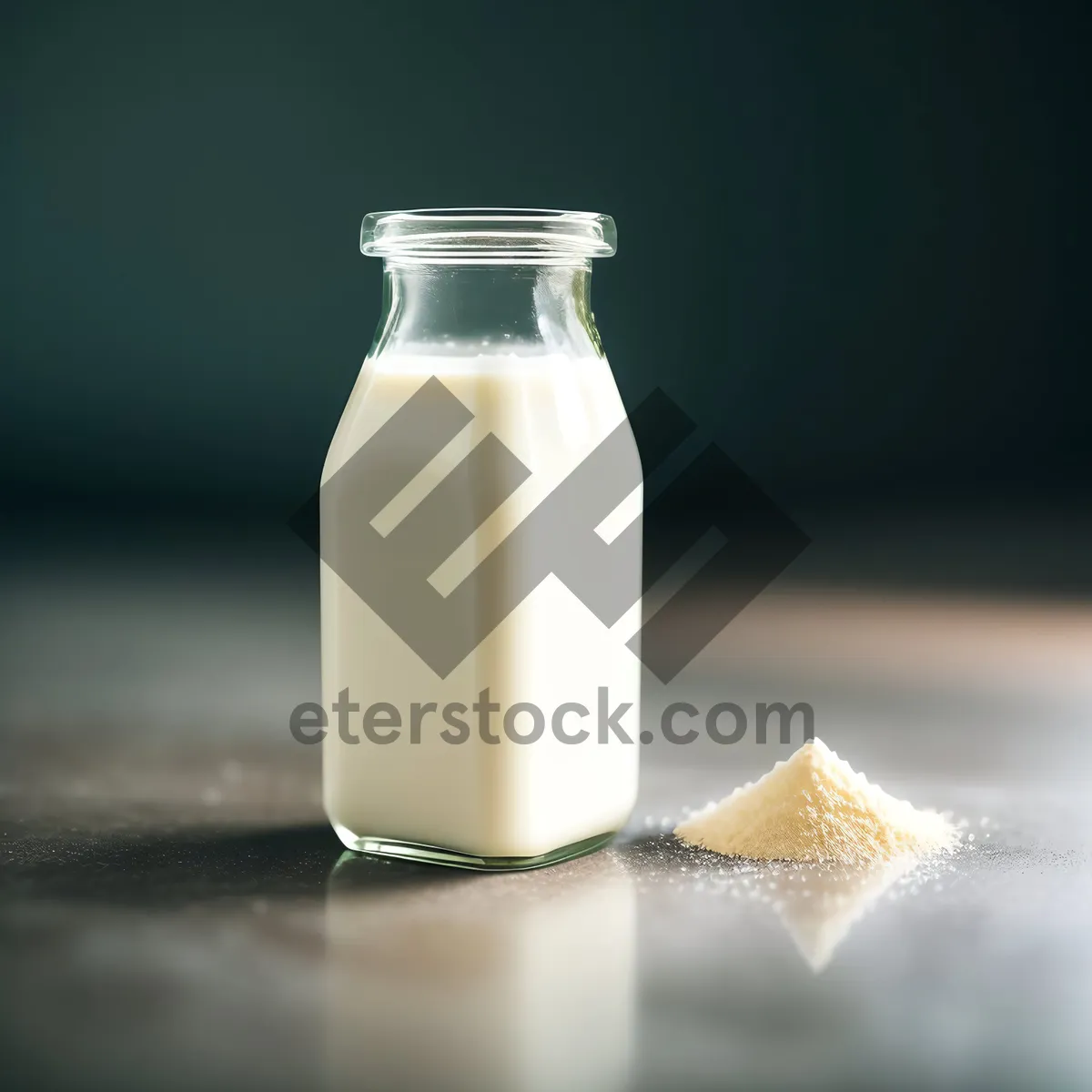 Picture of Fresh Dairy Milk in Transparent Glass Bottle