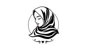 Black silhouette design of a cartoon housewife haircut