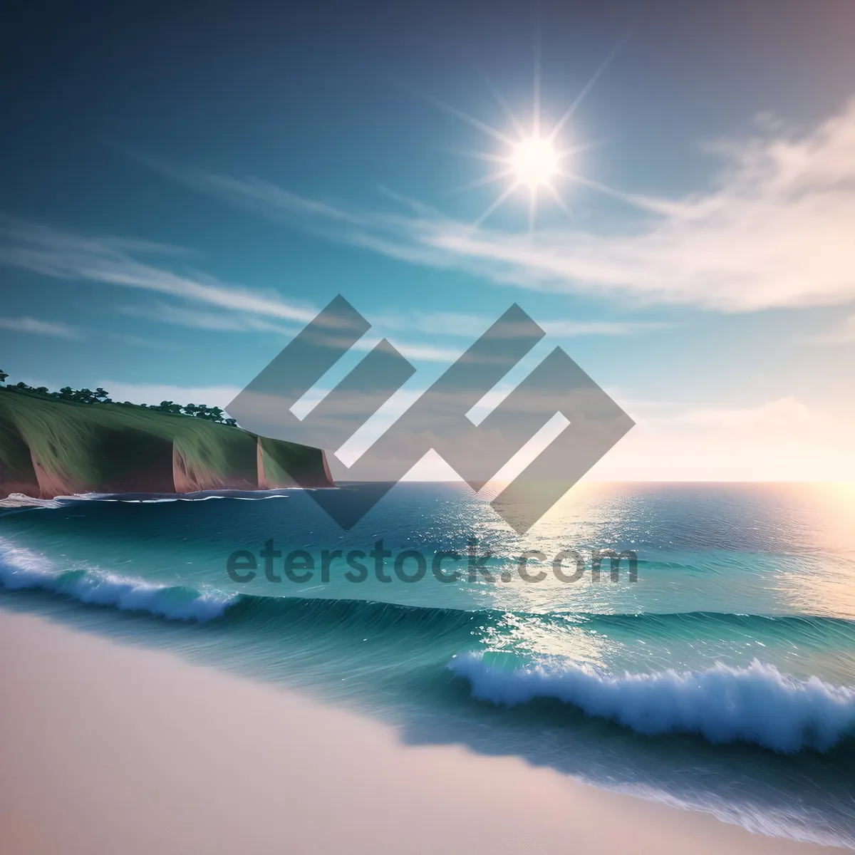 Picture of Serene Coastal Escape - Tranquil Waves on Turquoise Beach