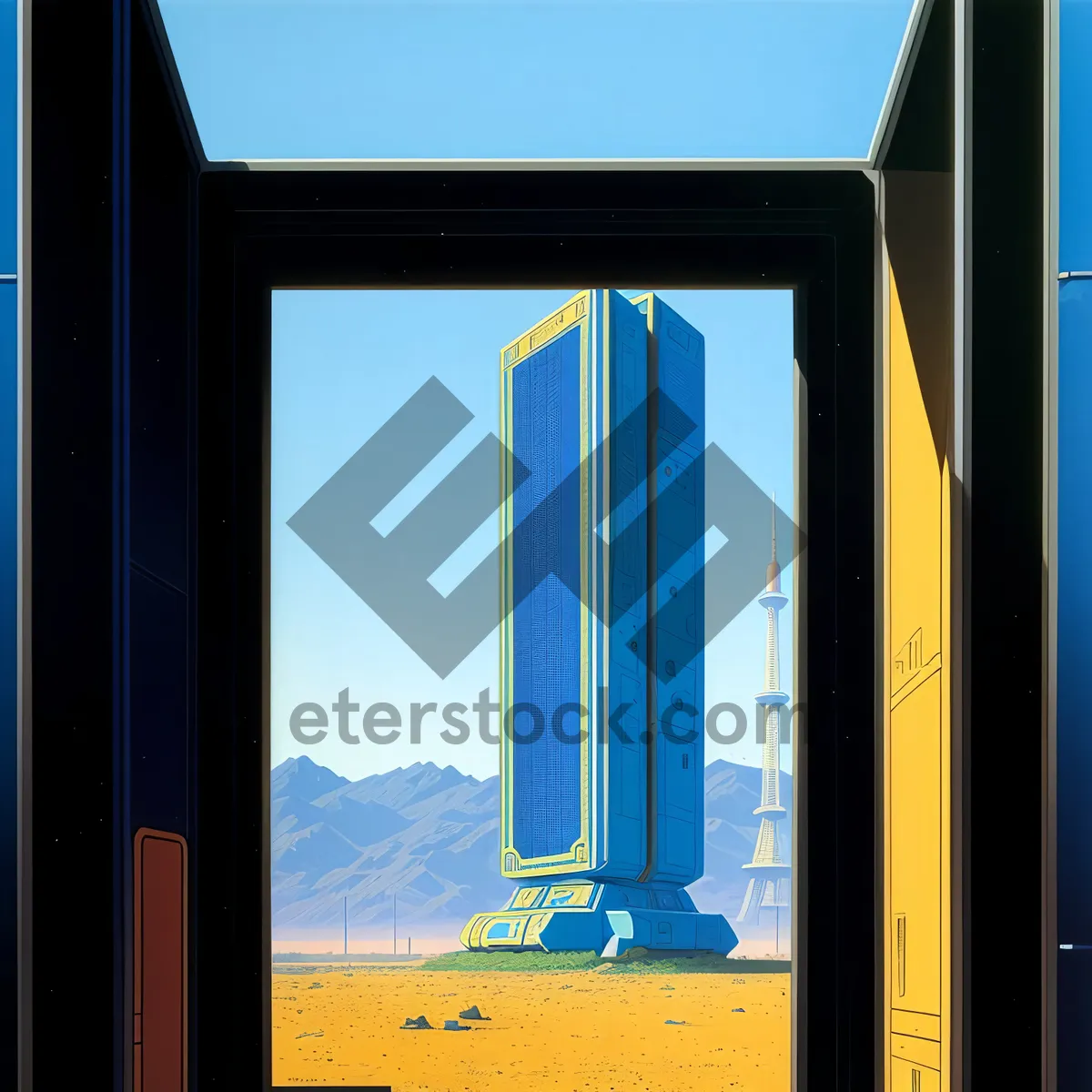 Picture of Urban Skyline Barrier: Sliding Glass Door in City Building