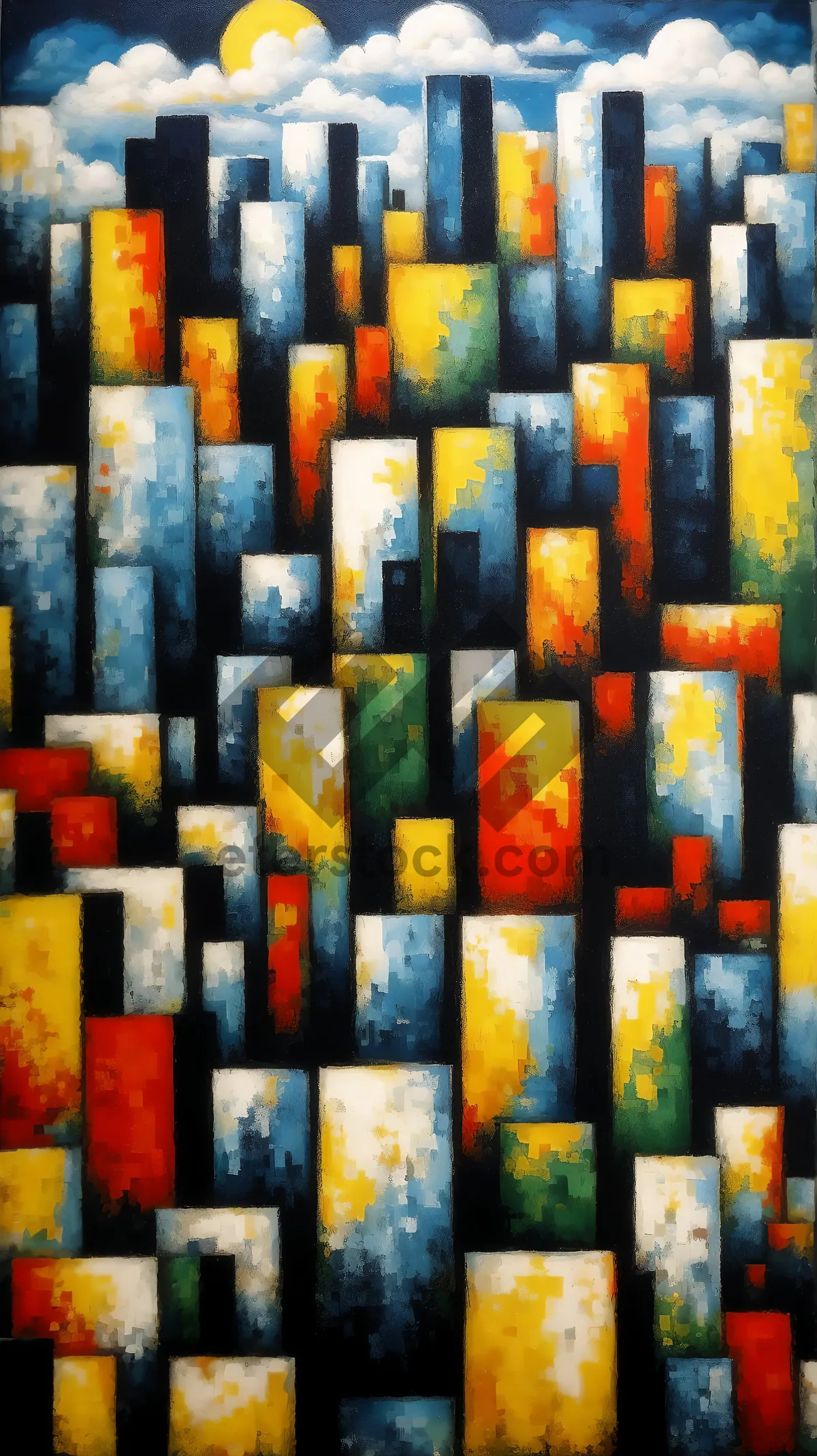 Picture of Colorful school supplies and art materials on table