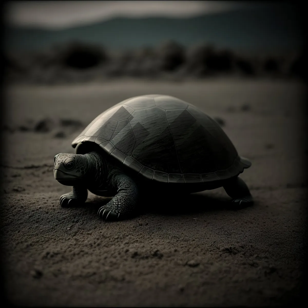 Picture of Sluggish Snail-paced Sea Turtle in Wild Brown Shell