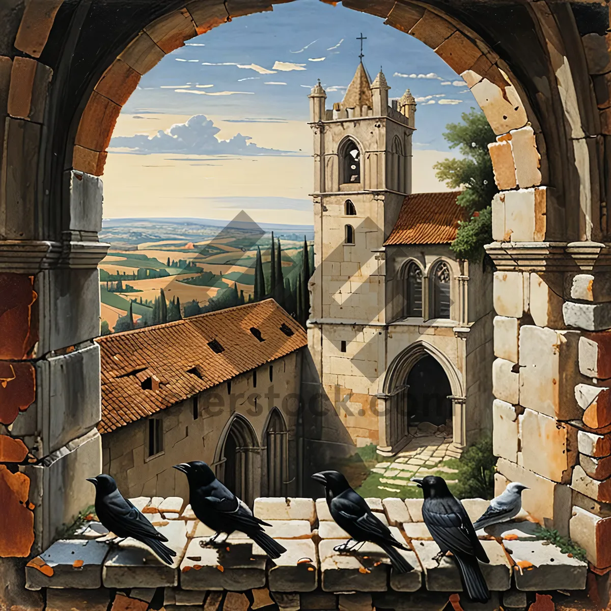 Picture of Historic Cathedral and Tower in Ancient City
