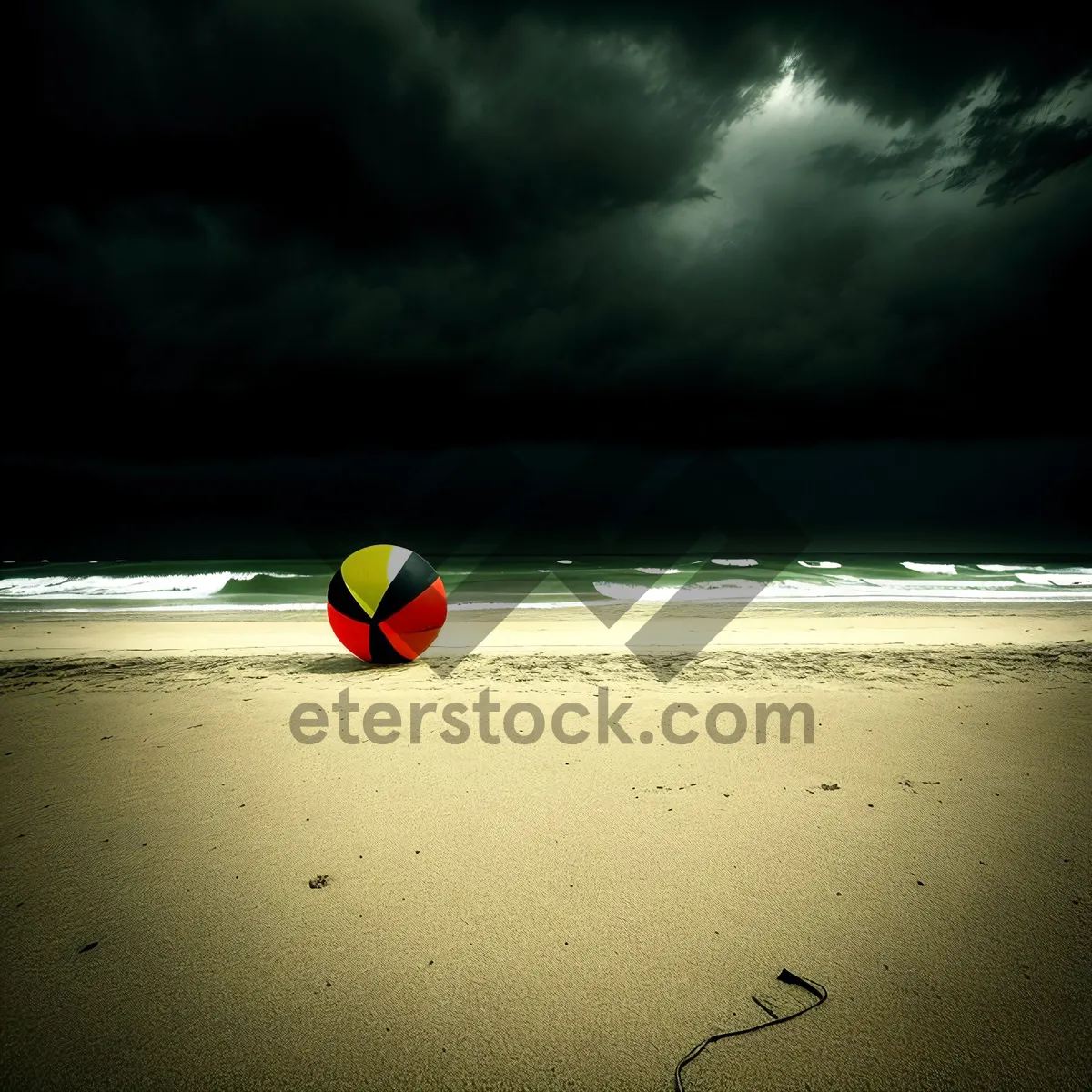 Picture of Sunset Over Tropical Beach: Serene Horizon and Orange Sky