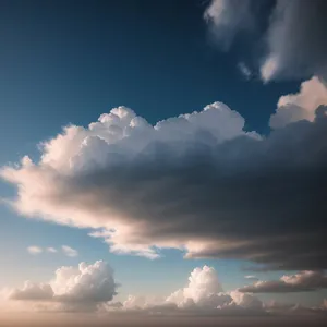 Vibrant Sky with Fluffy Clouds and Sunlight