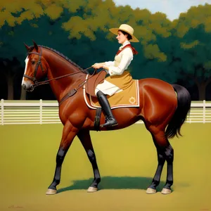 Thoroughbred horseback rider in equestrian sport