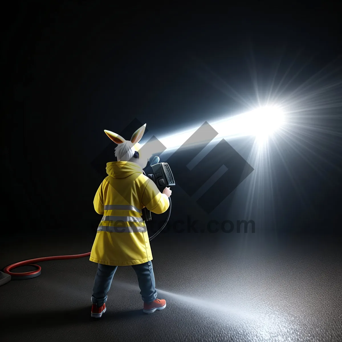 Picture of Sporty Male Warrior with Sword Under Spotlight