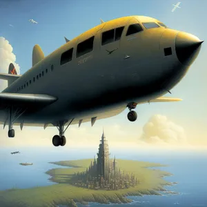 High-flying Airliner Soaring Through Clear Blue Sky