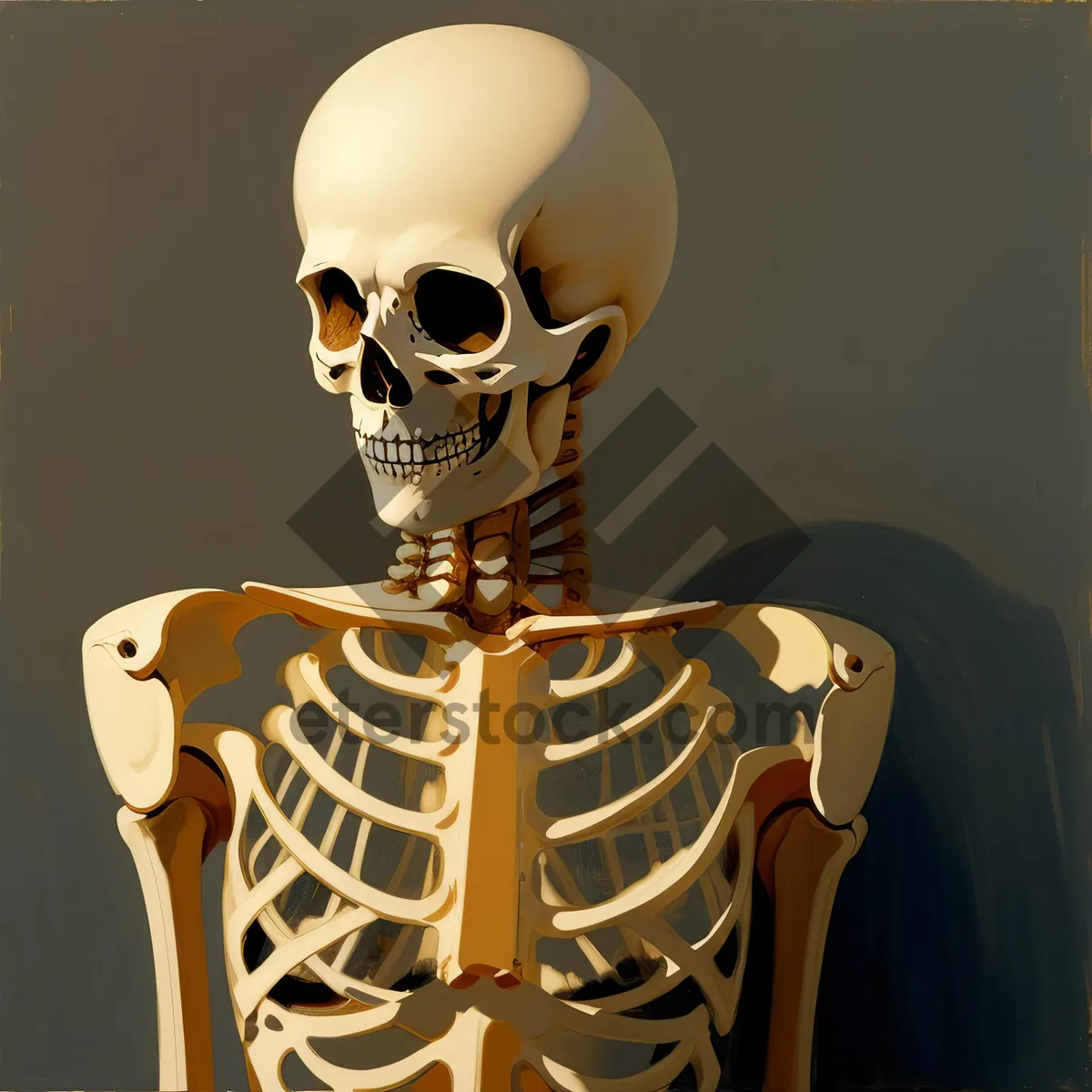Picture of Terrifying skeletal mask in 3D art
