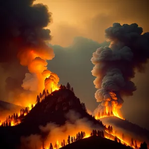 Fiery Sunset Over Volcanic Mountain