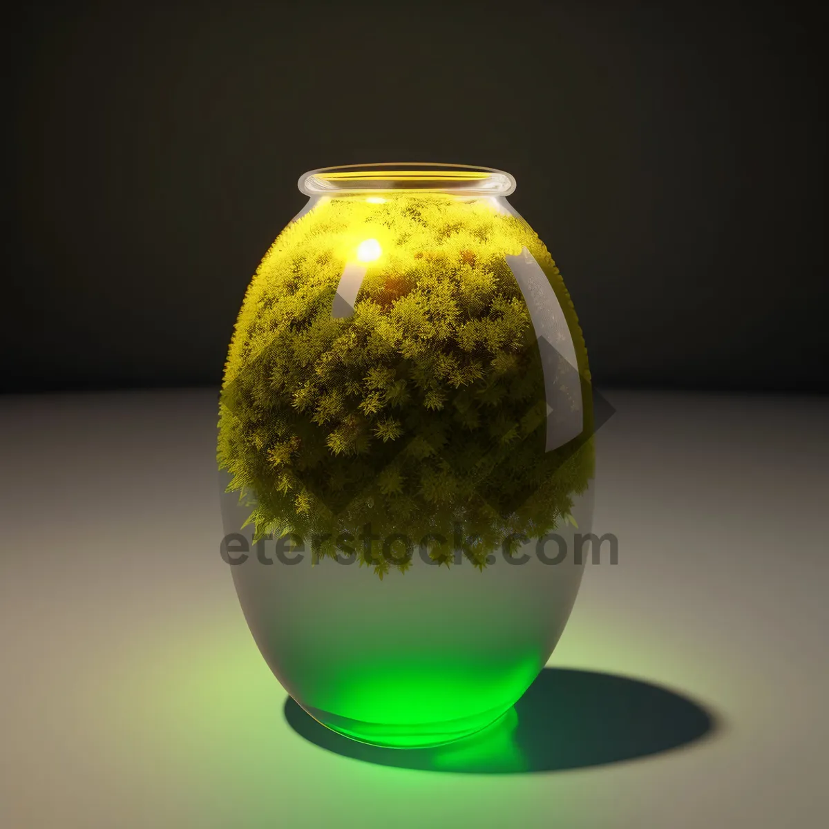 Picture of Golden Honey Jar on Glass Table