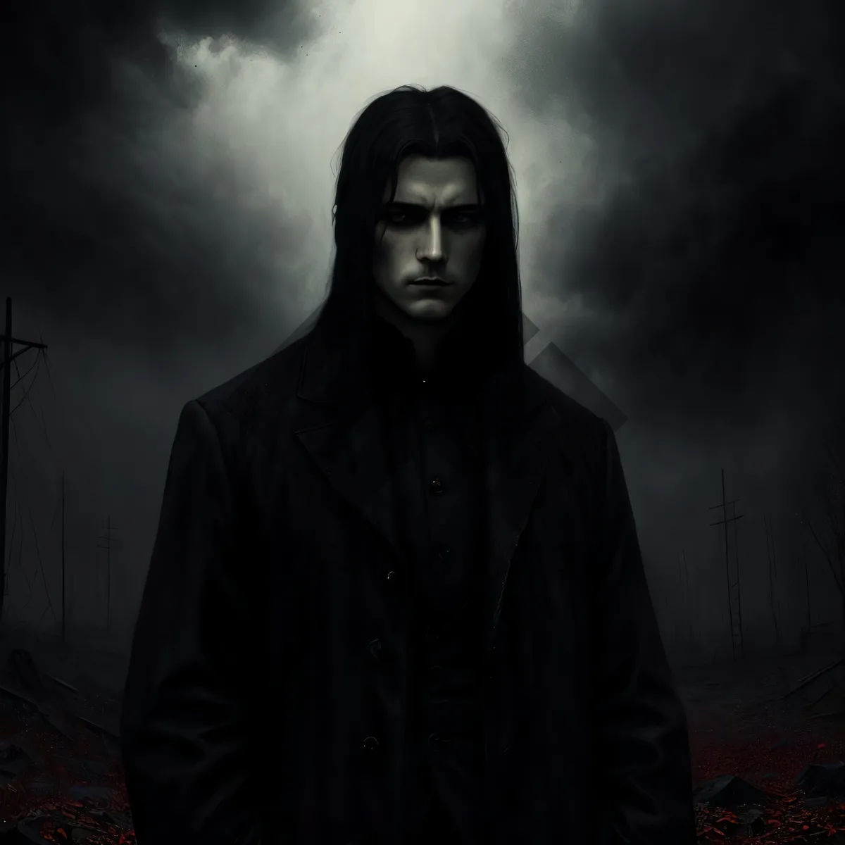 Picture of Man in stylish black cloak covering face