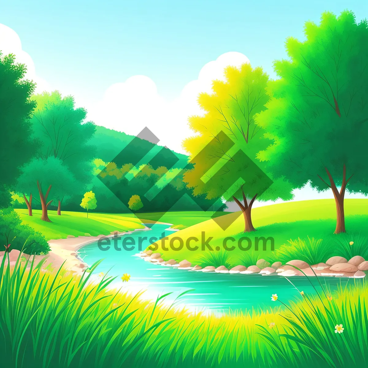 Picture of Colorful Summer Meadow with Clear Sky