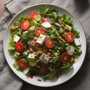 Delicious Gourmet Vegetable Salad with Tasty Cheese