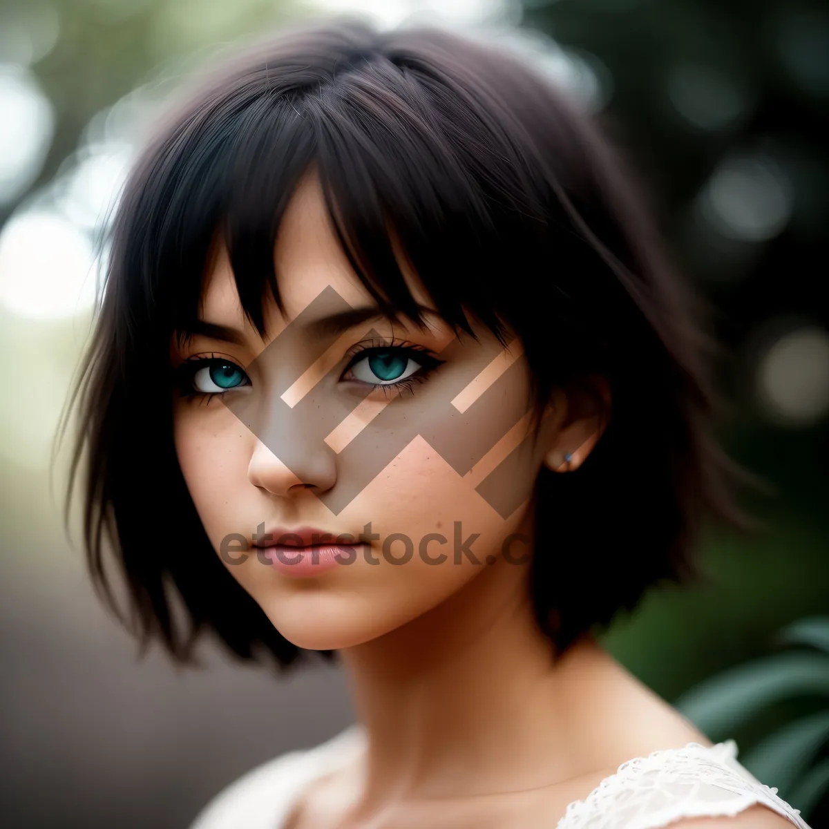 Picture of Locks of Beauty: Attractive Brunette Model with Sensual Eyes and Pretty Smile