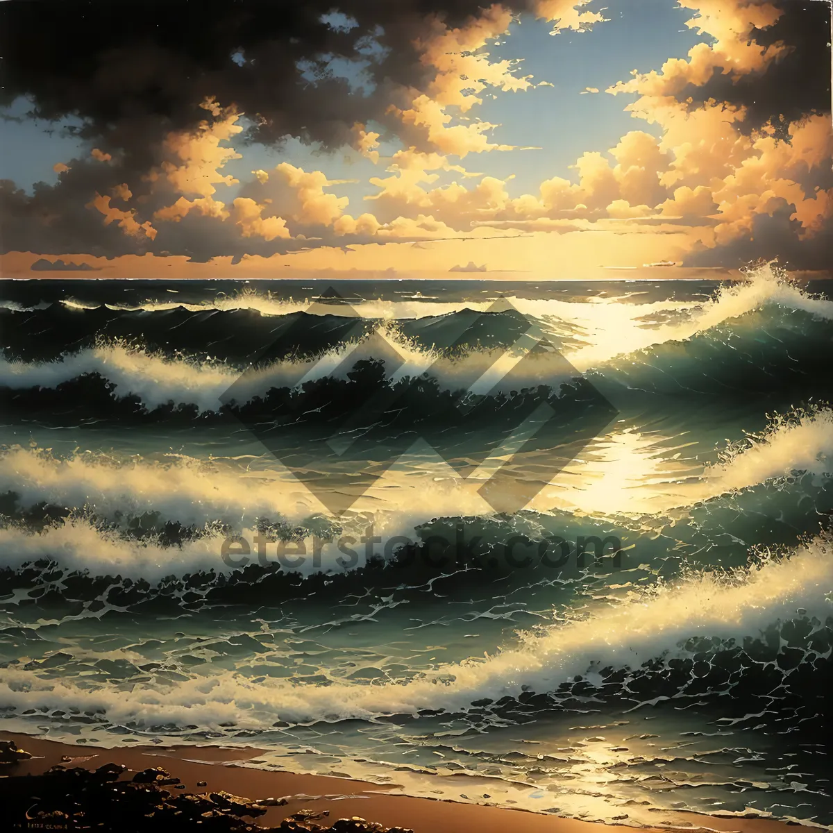 Picture of Tropical Sunset Reflection on a Beach