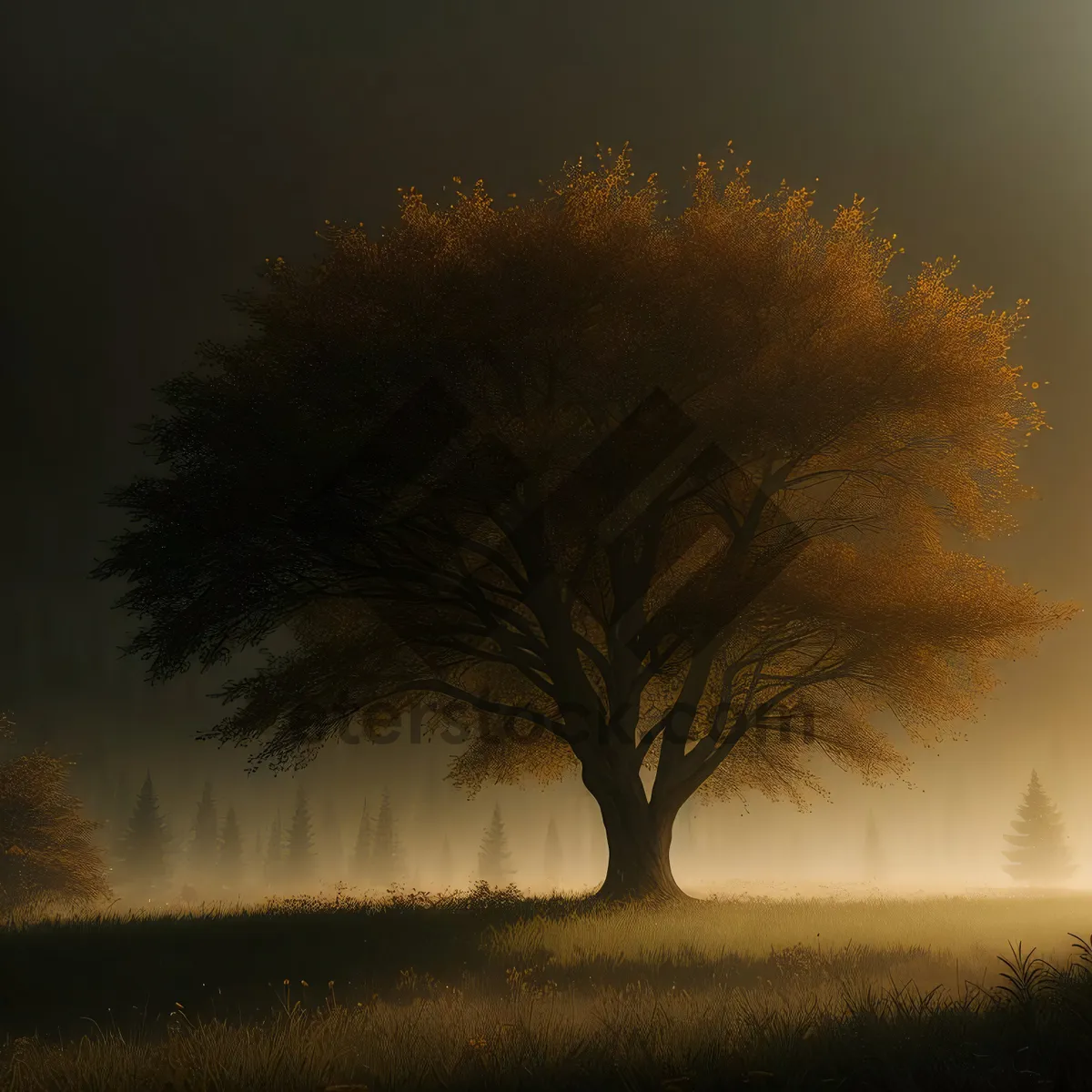 Picture of Golden Sunset over the Serene Countryside