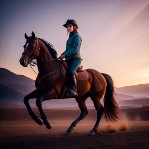 Dynamic Equestrian Rider on a Stallion