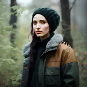Smiling businesswoman in stylish jacket embracing happiness outdoors.