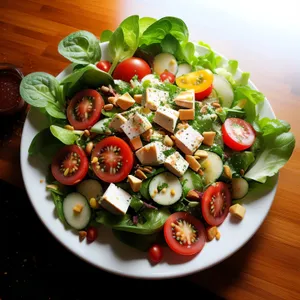 Gourmet Vegetable Plate with Fresh Salad Ingredients
