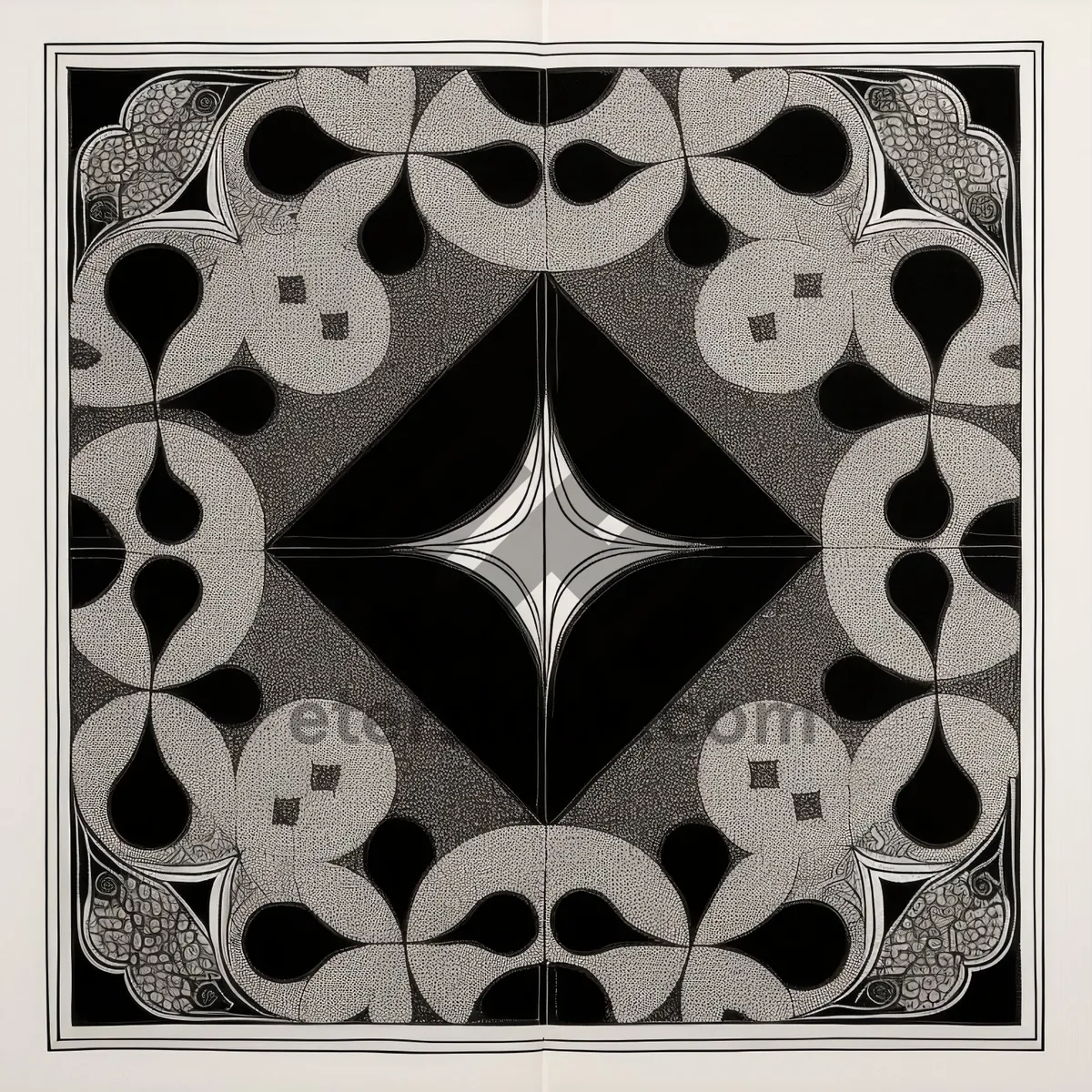 Picture of Vintage Arabesque Tile Pattern Art: Ornamental Decorative Wallpaper