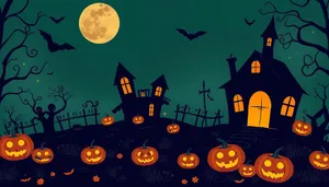 Spooky Moonlit Cemetery Halloween Night Scene
