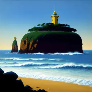 Coastal Beacon: Majestic Tower by the Ocean