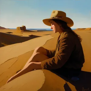 Hot Desert Adventure: Sandy Dunes and Cowboy Hat