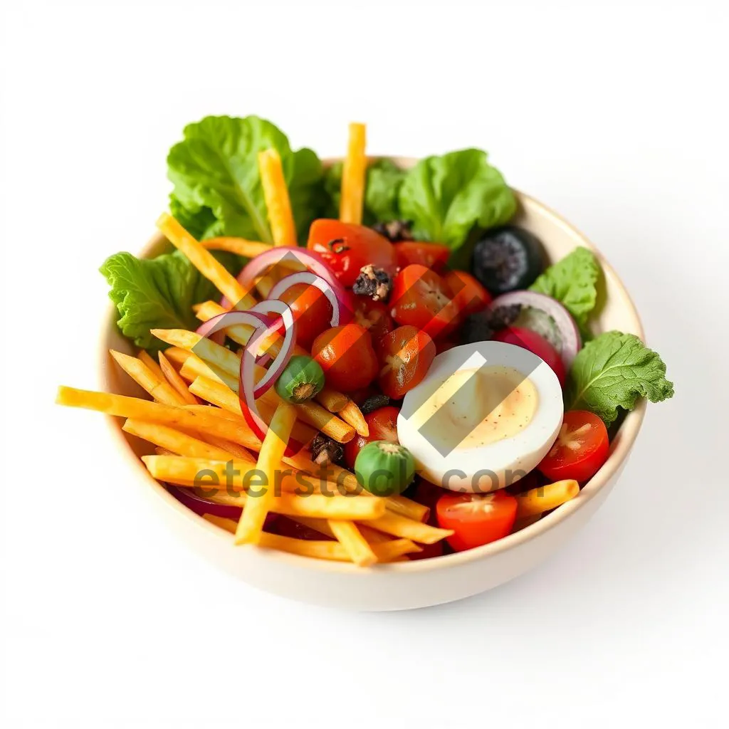 Picture of Fresh Vegetable Salad with Pasta and Sweet Pepper