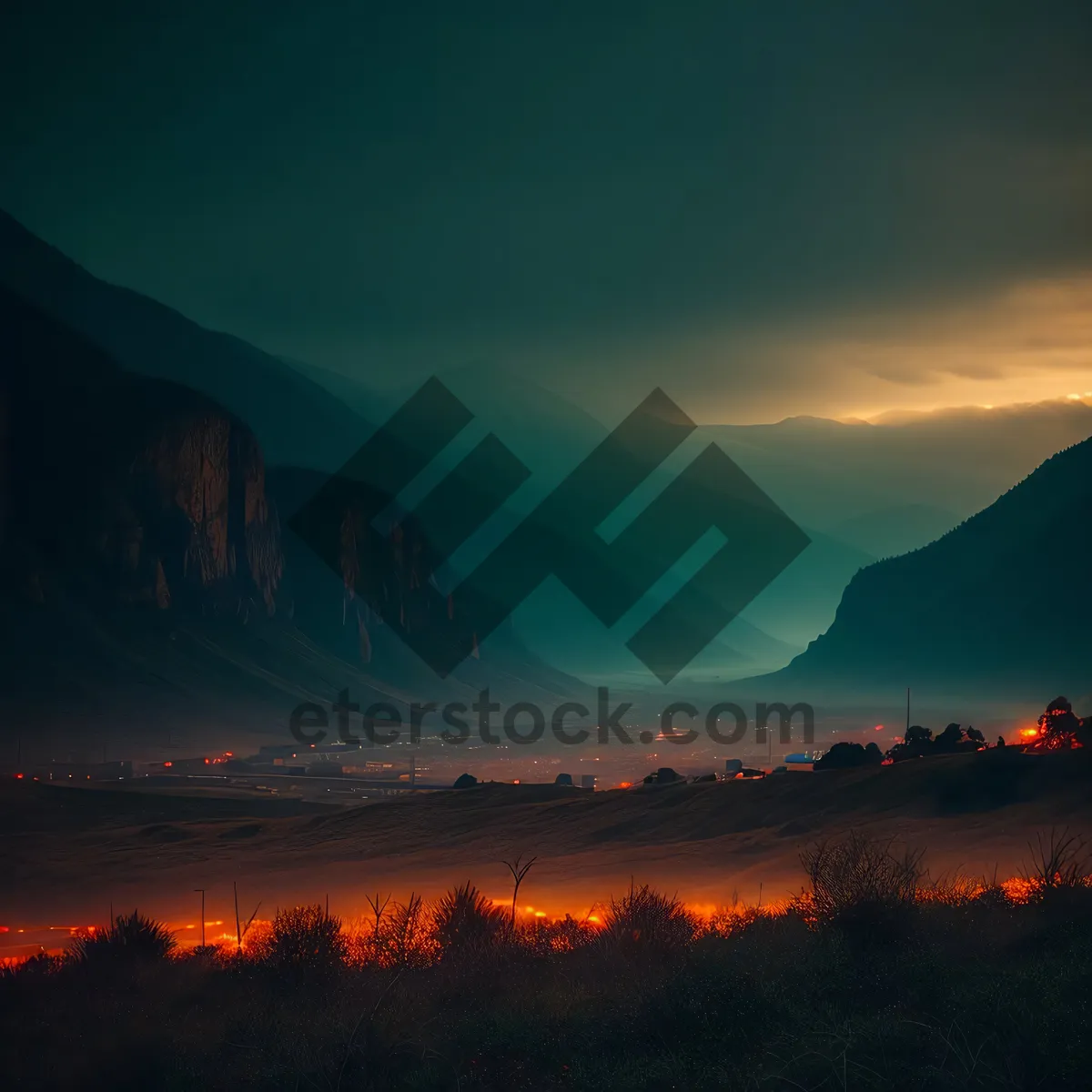 Picture of Panoramic Sunset over Majestic Mountain Range