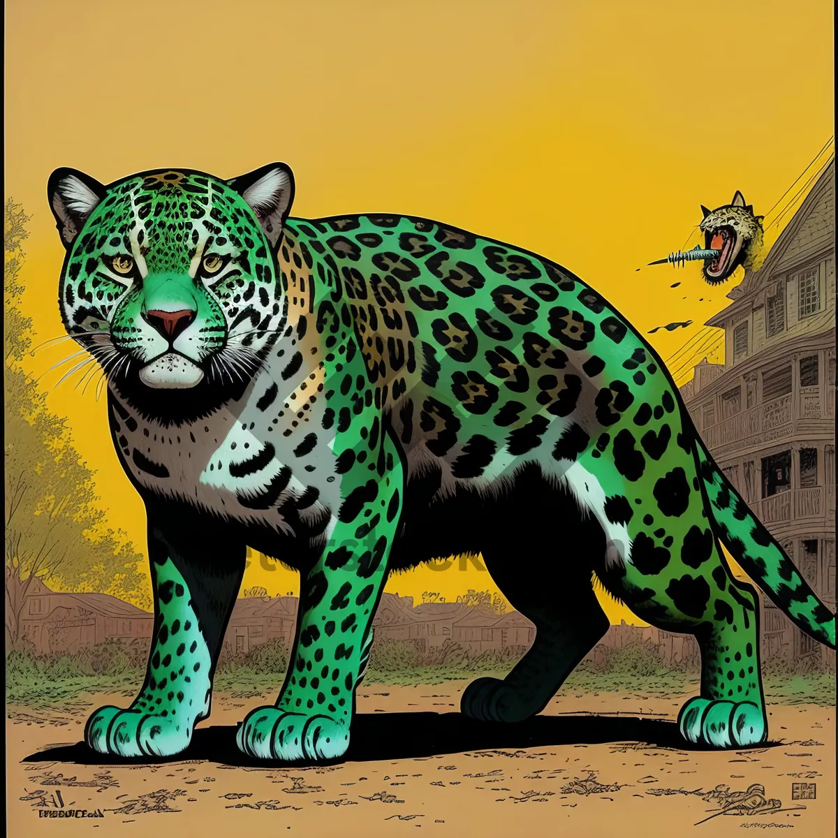 Picture of Jungle's Striped Menace: Fierce Jaguar Stalking Prey