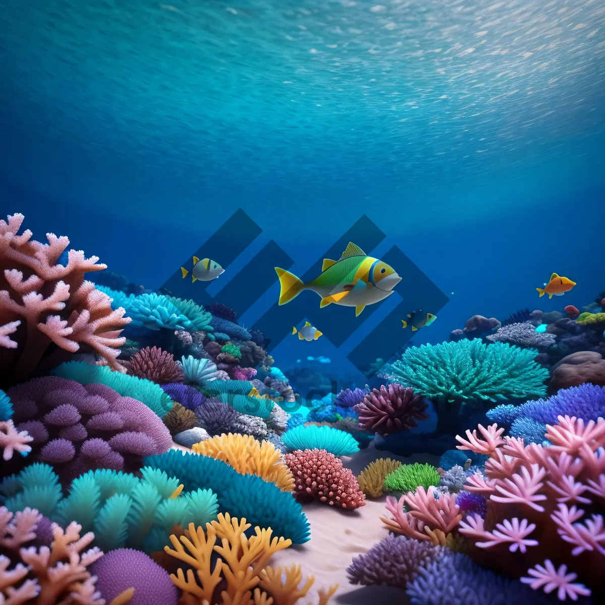 Picture of Colorful Coral Reef Life Below the Sunbeam