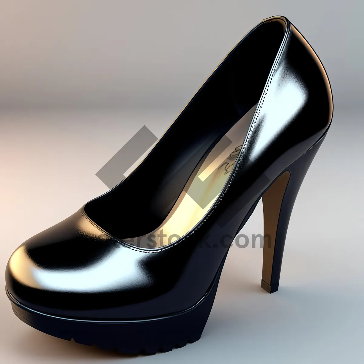 Picture of Classic black leather men's shoes with shiny heels