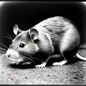 Cute Gray Mouse with Whiskers and Fluffy Fur