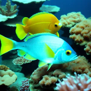 Colorful Fish Swimming in a Tropical Coral Reef