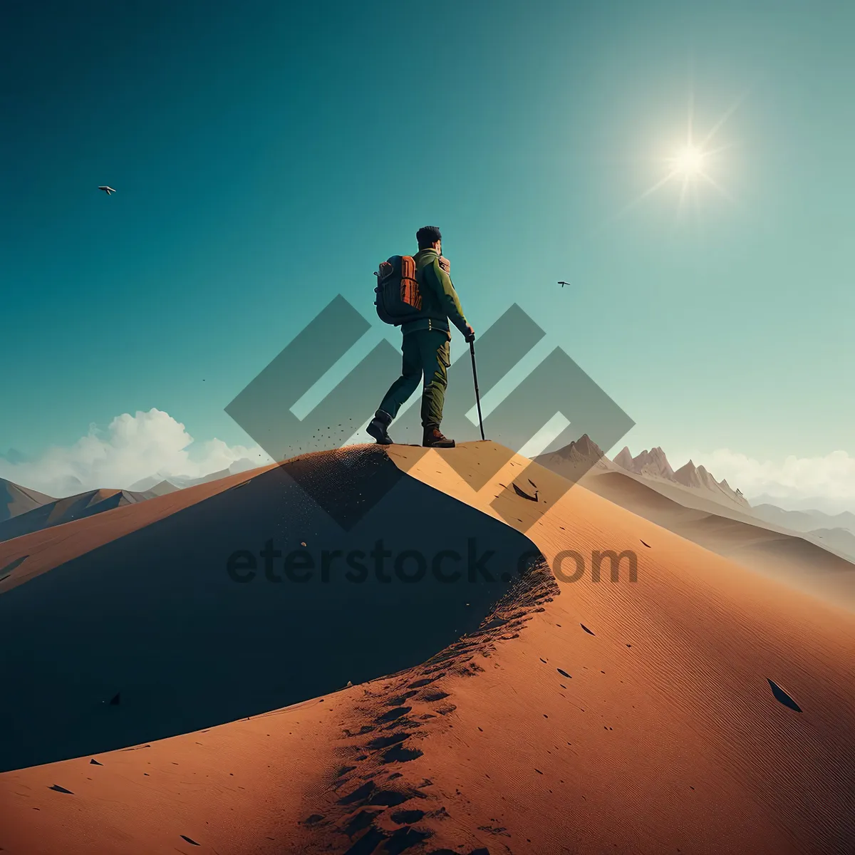 Picture of Man skiing on snowy mountain peak