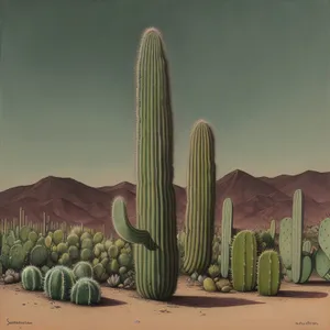 Saguaro Cactus Silhouette Against Radiant Desert Sky
