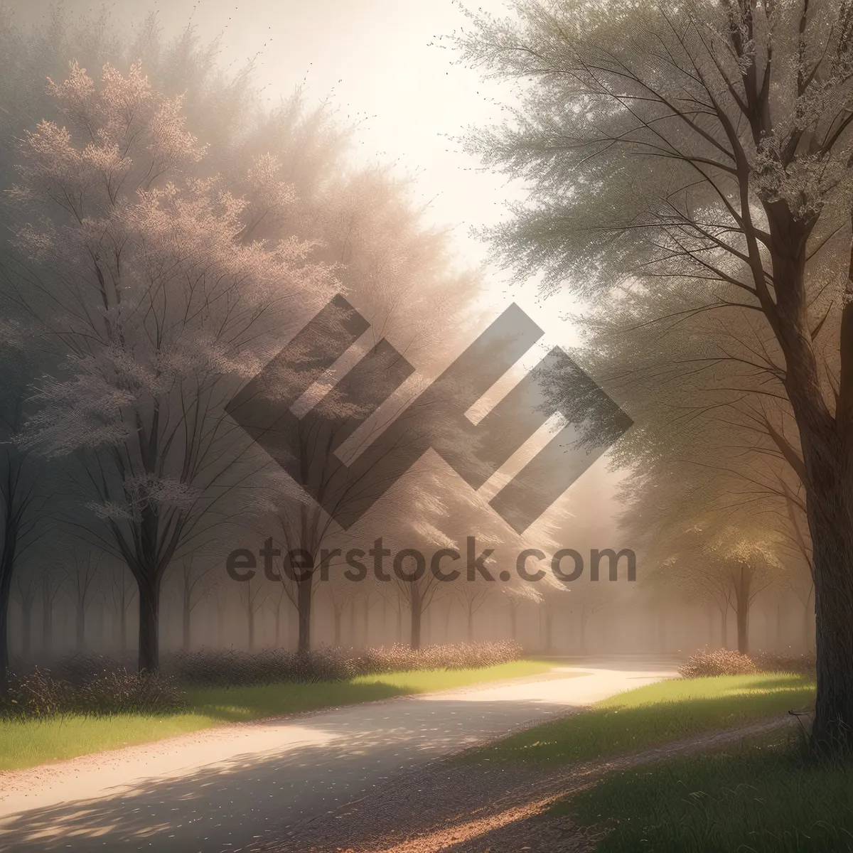 Picture of Serene Countryside Under Fiery Autumn Sky
