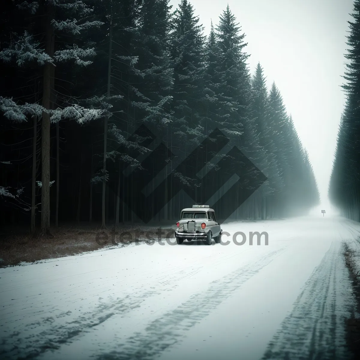 Picture of Winter Road Through Frosty Forest