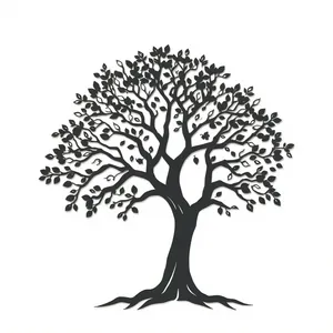 Black Summer Oak Tree Silhouette Graphic Design