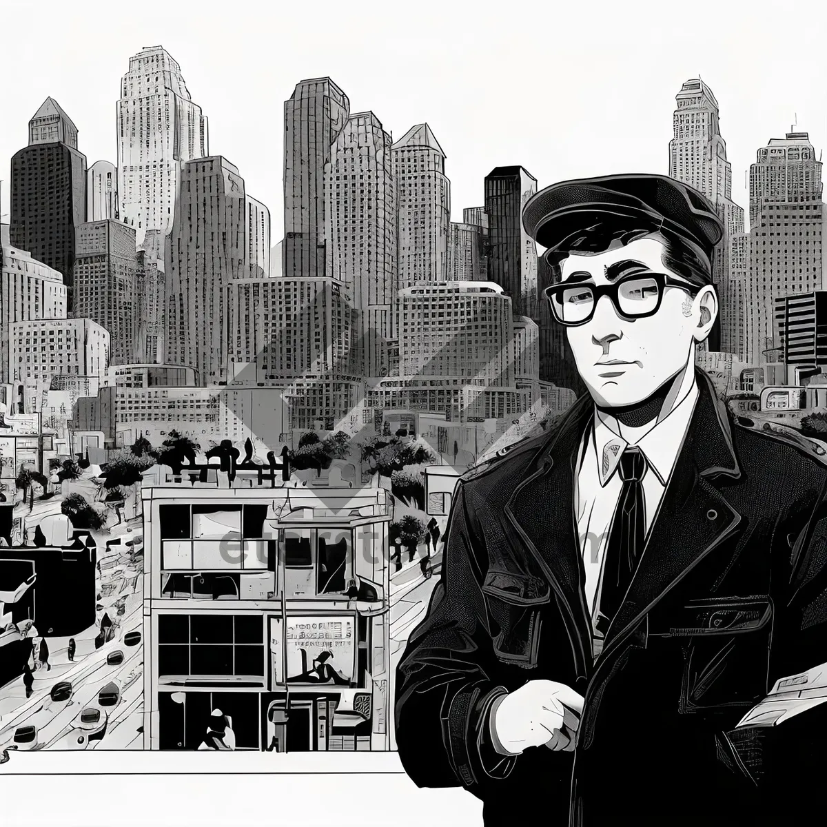 Picture of Modern Businessman in City Skyline