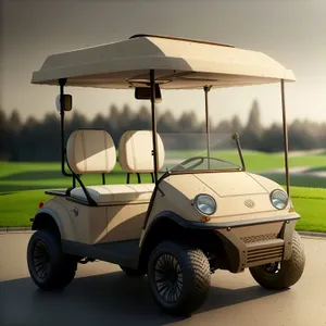 Golf Cart on Green Course: Transportation for Golfers