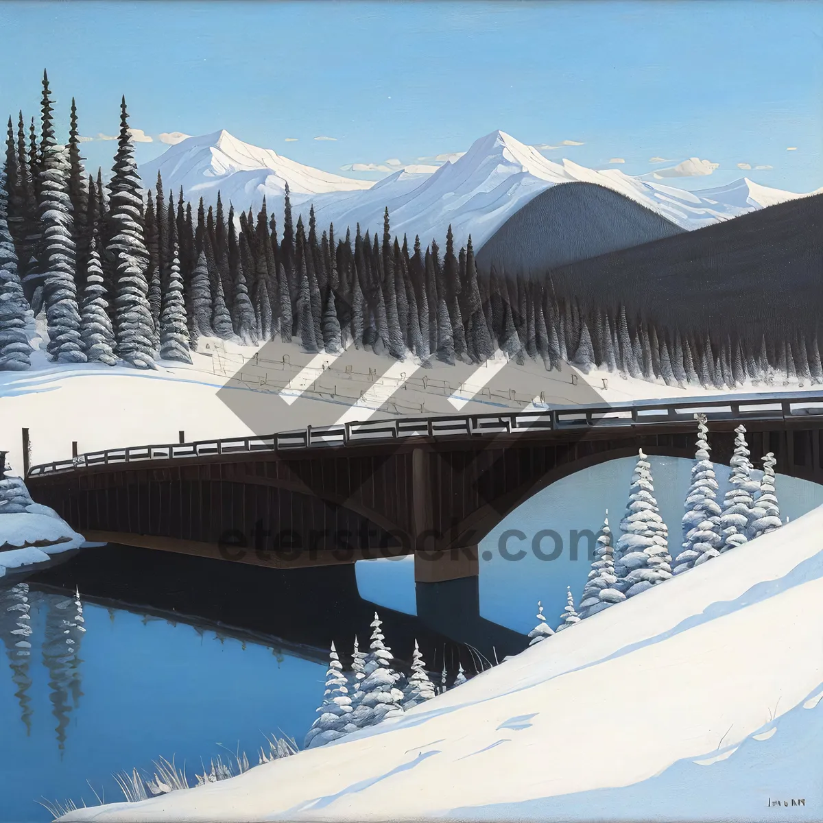 Picture of Winter Reflections on Snowy Lake