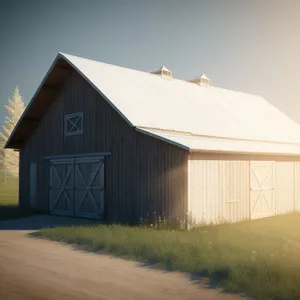 Old Rural Farmhouse against Blue Sky