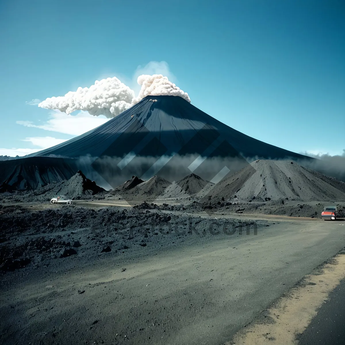 Picture of Snow-capped Volcano Amidst Majestic Mountain Range