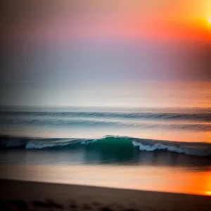 Paradise Reflection: Sunset over Tropical Waves