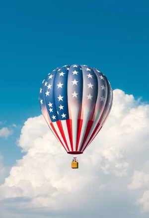 Colorful Hot Air Balloon Flying High in Sky