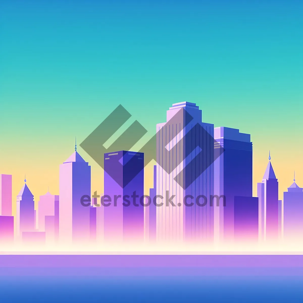Picture of Urban Skyline Silhouette Over Cityscape