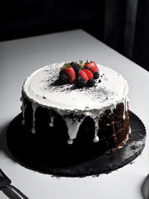 Delicious Berry Chocolate Cake with Fresh Mint