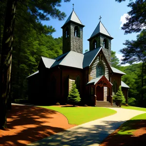 Historic Skyline: Towering Monastery Church and Ancient Castle